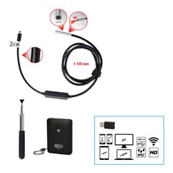 KS Tools Wi-Fi-Videoskop-Satz mit Durchmesser 6,0 mm 0° und 90° HD Frontkamera-Sonde, umschaltbar, 4-tlg.