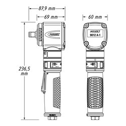 HAZET Schlagschrauber, abgewinkelt 9012A-1 ∙ Lösemoment maximal: 450 Nm ∙ Vierkant massiv 12,5 mm (1/2 Zoll) ∙ Jumbo Hammer-Schl
