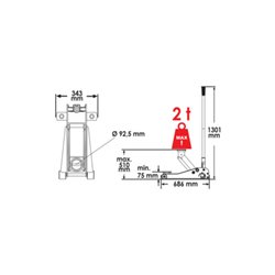 VIGOR Hydraulik-Rangier-Wagenheber 2t, ultraflach V6028