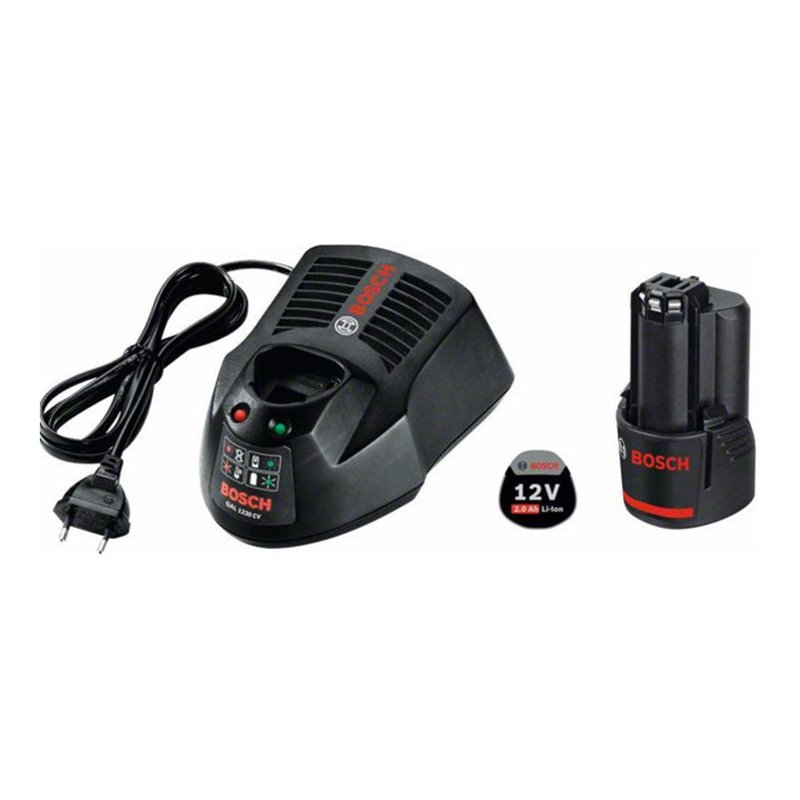 Bosch Akku Starter-Set: 1 x GBA 12 Volt, 2,0 Ah O-B und GAL 1230 CV