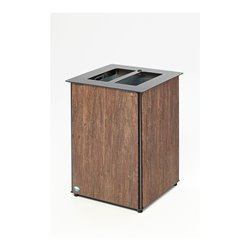 VAR Abfallbehälter AB 03 Holz-Optik/Edelstahl 80 l