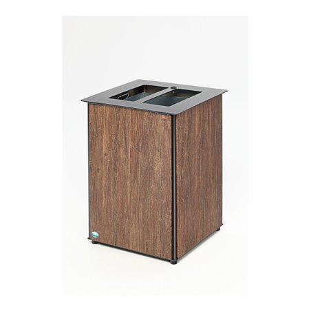 VAR Abfallbehälter AB 03 Holz-Optik/Edelstahl 80 l