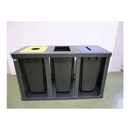 VAR Wertstoffsammelstation ''Tetris'' 3er KS-Behälter antik-silber 230 l