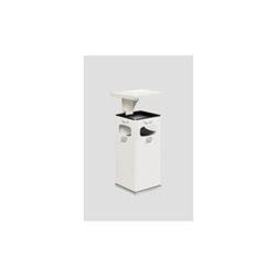 VAR Abfallsammler/Ascher B 32 weiß mit Schutzdach inkl. Inneneinsatz 38 l