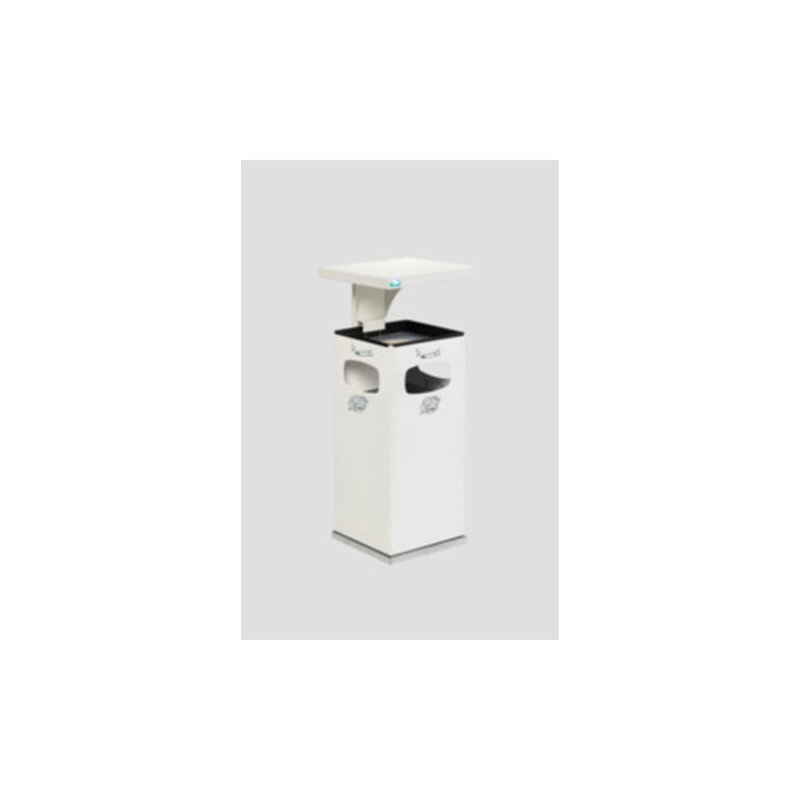 VAR Abfallsammler/Ascher B 32 weiß mit Schutzdach inkl. Inneneinsatz 38 l