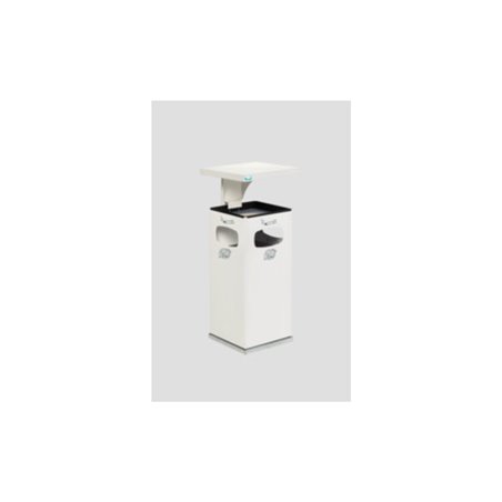 VAR Abfallsammler/Ascher B 32 weiß mit Schutzdach inkl. Inneneinsatz 38 l