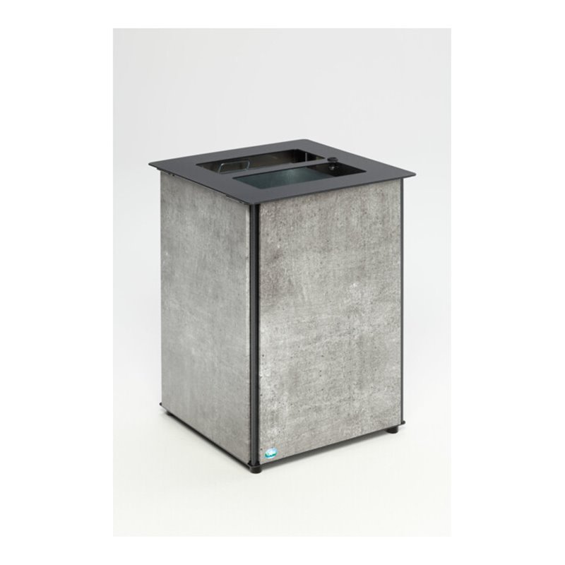 VAR Abfallbehälter AB 04 Stein-Optik/Edelstahl 80 l