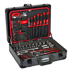 STIER Universal-Werkzeugsortiment im Aluminiumkoffer, 135-teilig (teilbestückt)