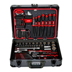 STIER Universal-Werkzeugsortiment im Aluminiumkoffer, 135-teilig (teilbestückt)
