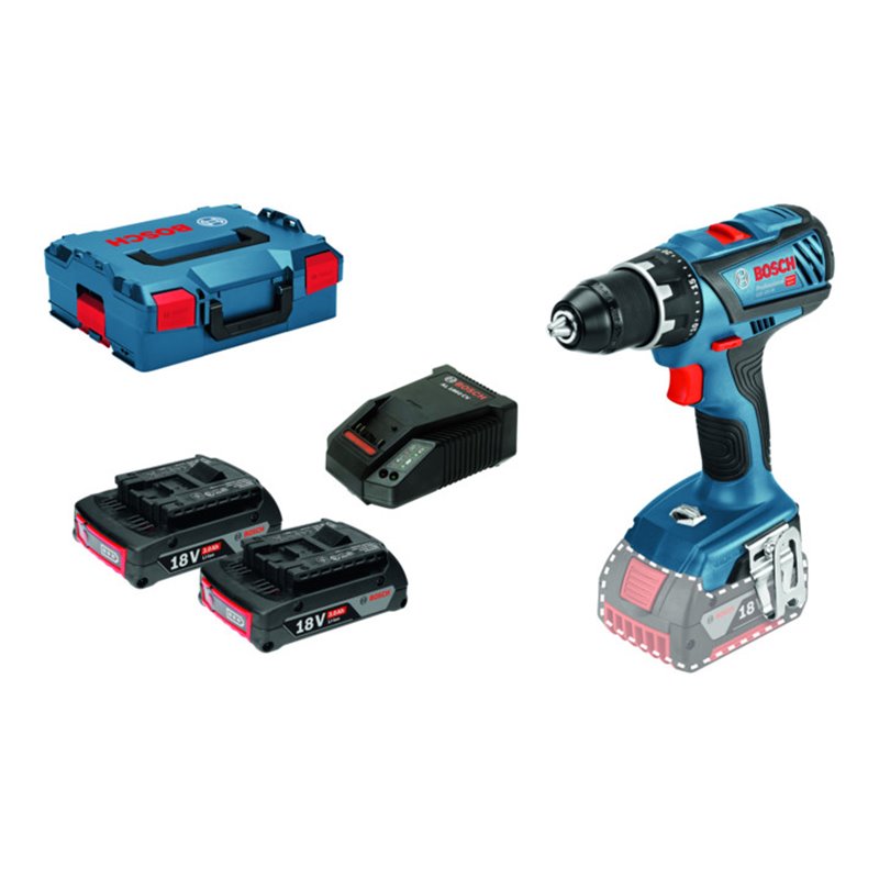 Bosch Akku-Bohrschrauber GSR 18V-28, mit 2 x 3,0 Ah Li-Ion Akku, AL 1820 CV, L-Boxx