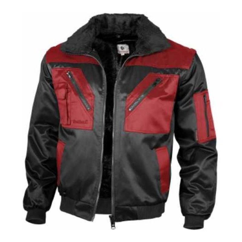 Qualitex Pilotenjacke mit Teddyfutter schwarz/rot