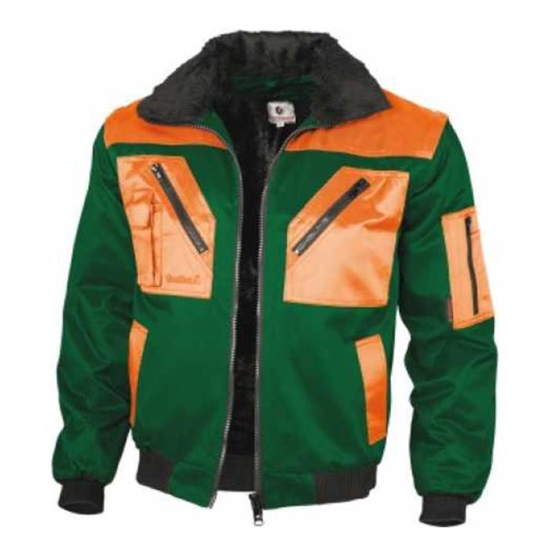 Qualitex Pilotenjacke mit Teddyfutter grün/orange