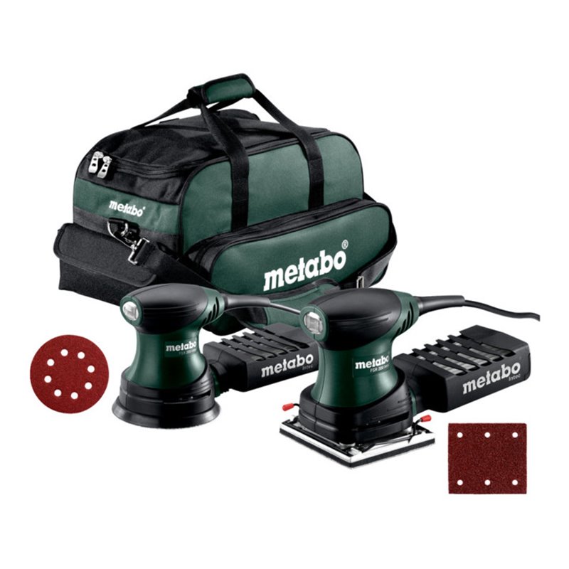 Metabo Set 200-Watt-Fäustlingssander FSR 200 Intec + 240-Watt-Fäustlingsexzenterschleifer FSX 200 Intec + Werkzeugtasche