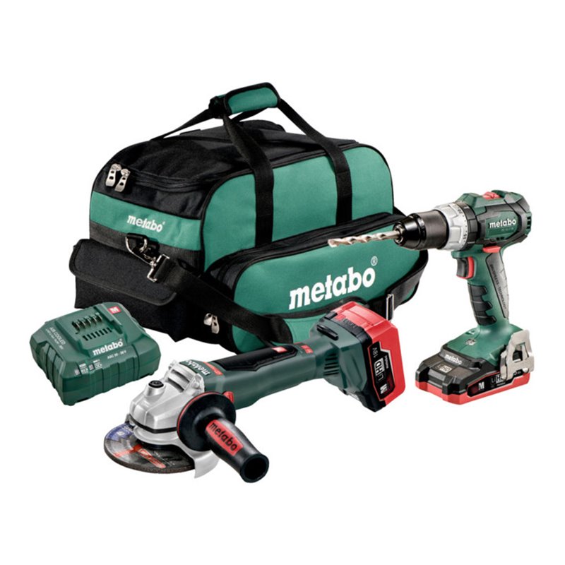 Metabo Akku-Bohrschrauber BS 18 LT BL + Akku-Winkelschleifer WB 18 LTX BL 125 Quick