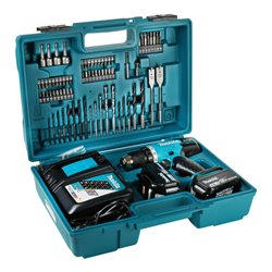 Makita Akku-Bohrschrauber 18V/3Ah DDF453RFX1 + 74 tlg. Werkzeugset im Koffer