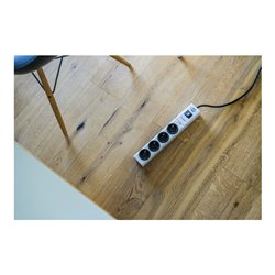 19.500A Überspannungsschutz-Steckdosenleiste 4-fach weiß 2m H05VV-F 3G1,5