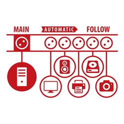 Secure-Tec 19.500A Überspannungsschutz-Automatiksteckdosenleiste  6-fach anthrazit 3m H05VV-F 3G1,5 1xMaster 5xSlave