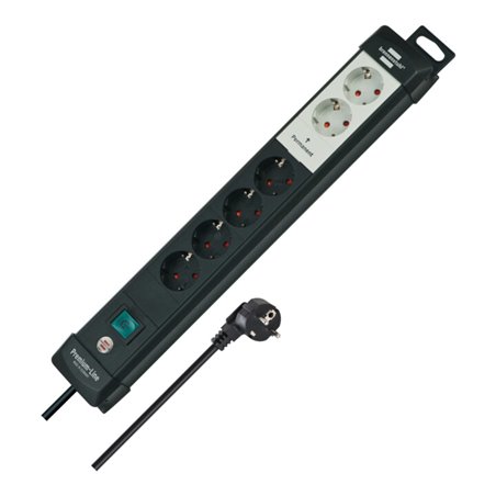 Premium-Line Technik Steckdosenleiste 6-fach schwarz 3m H05VV-F 3G1,5 2 permament, 4 schaltbar