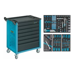 HAZET Werkstattwagen Assistent mit Sortiment 177-7/120 Schubladen flach: 6 x 80 x 527 x 348 mm Schubladen hoch: 1 x 165 x 527 x 