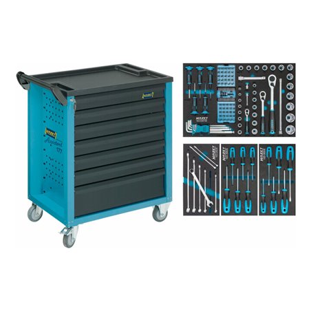 HAZET Werkstattwagen Assistent mit Sortiment 177-7/120 Schubladen flach: 6 x 80 x 527 x 348 mm Schubladen hoch: 1 x 165 x 527 x 