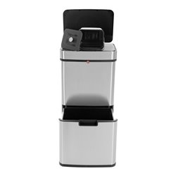 Hailo Öko Vario XL, Design-Sensor-Mülltrenner, 25 + 25 + 4 ltr, Edelstahl Anti-Fingerprint