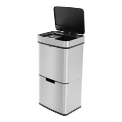 Hailo Öko Vario XL, Design-Sensor-Mülltrenner, 25 + 25 + 4 ltr, Edelstahl Anti-Fingerprint