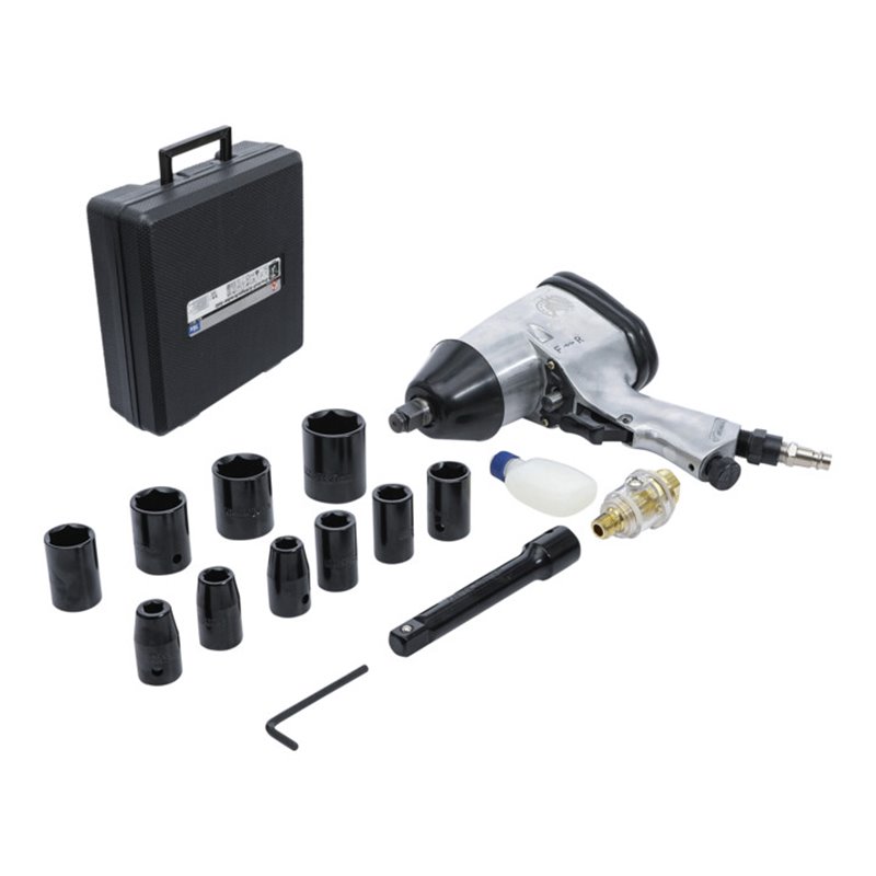 BGS Do it yourself Druckluft-Schlagschrauber mit Werkzeugsatz 12,5 mm 312 Nm 16-tlg.