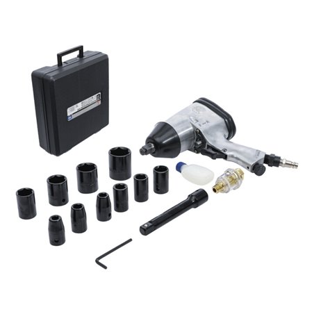 BGS Do it yourself Druckluft-Schlagschrauber mit Werkzeugsatz 12,5 mm 312 Nm 16-tlg.