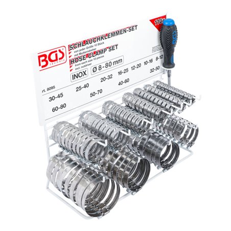 BGS Schlauchklemmen-Sortiment INOX auf Tafel 111-tlg.