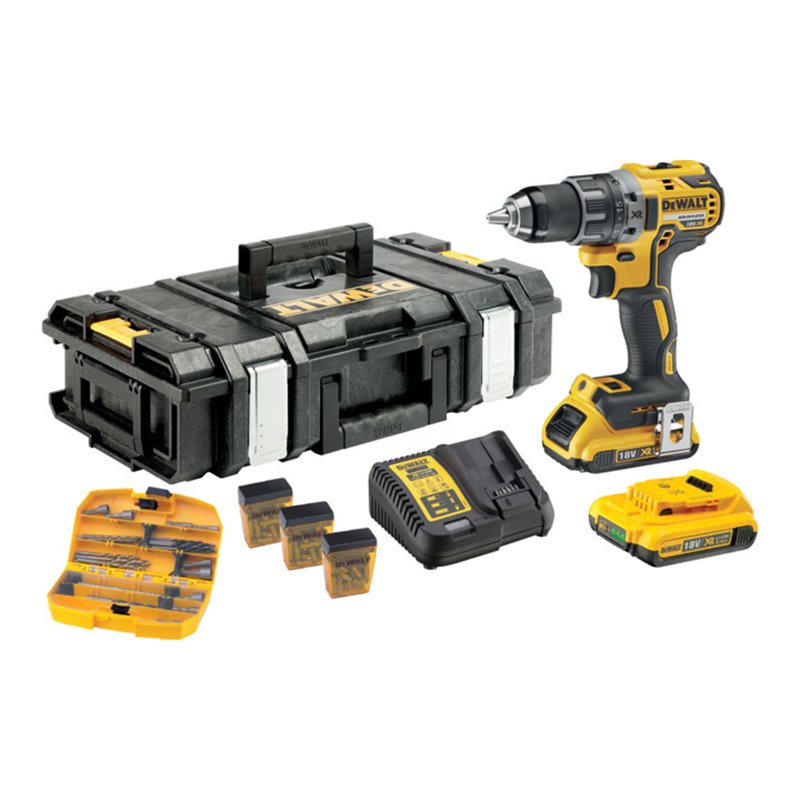DEWALT Akku-Bohrschrauber-Set 18 V / 2,0 (BL) mit Zubehör DCK791D2KX-QW