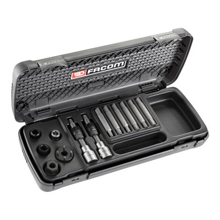 Facom Sortiment 'Montage/Demontage der Lichtmaschinen-Riemenscheibe' - Bits, Steckschlüssel, Verbindungsstück Kunststoffkoffer, 
