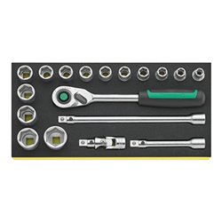 Stahlwille Wkz.Sortiment Nr.TCS 1/2 ZOLL 52/14/4 QR 1/3-Teilung 18tlg.