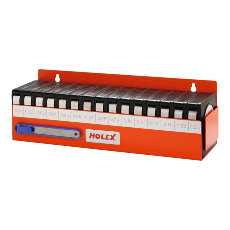 HOLEX Fühlerlehrenband-Sortiment, rostfrei, im Wandhalter, 15-teilig