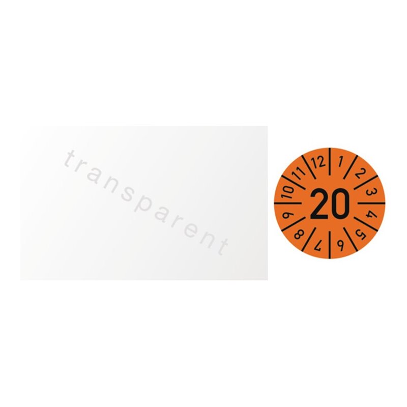 Einjahreskabelprüfplakette B25xL60mm Jahr 2020 m.Monaten Folie Btl.a 100 St.