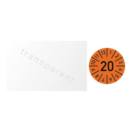 Einjahreskabelprüfplakette B25xL60mm Jahr 2020 m.Monaten Folie Btl.a 100 St.