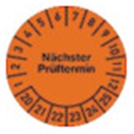 Mehrjahresprüfplakette D.20mm Nächster Prüftermin 2020-2025 Folie Btl.a 100 St.