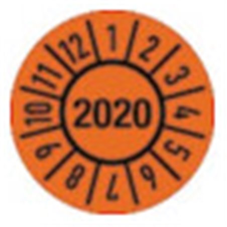 Einjahresprüfplakette D.15mm Jahr 2020 m.Monaten Folie Btl.a 100 St.