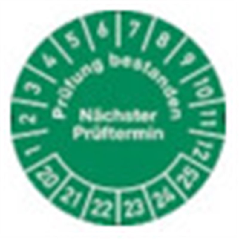 Mehrjahresprüfplakette D.30mm Prüfung bestanden 20-25 Folie Btl.a 100 St.