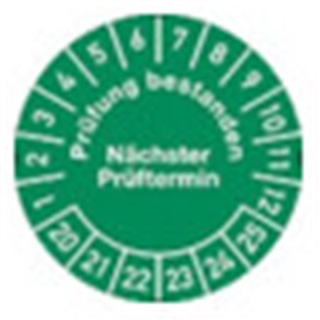 Mehrjahresprüfplakette D.30mm Prüfung bestanden 20-25 Folie Btl.a 100 St.