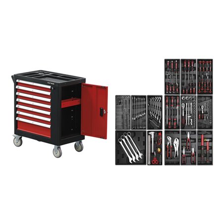 BGS Do it yourself Werkstattwagen 7 Schubladen 1 Seitentür mit 197 Werkzeugen