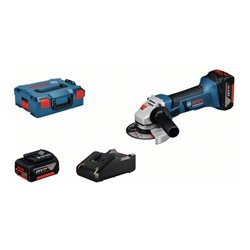 Bosch Akku-Winkelschleifer GWS 18-125 V-LI mit 2 x 4,0-Ah-Li-Ion-Akku und L-BOXX