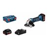Bosch Akku-Winkelschleifer GWS 18-125 V-LI mit 2 x 4,0-Ah-Li-Ion-Akku und L-BOXX