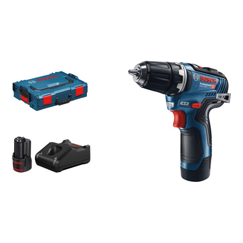 Bosch Akku-Bohrschrauber GSR 12V-35 mit 2 x 3,0 Ah Li-Ion Akku L-BOXX