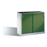 C+P Werkzeug-Beistellschrank mit Schiebetüren innen 1 Boden Front Resedagrün Korpus Lichtgrau