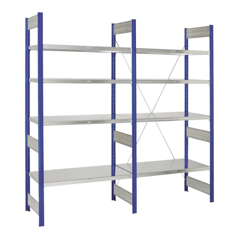 Bito Behälterregal mit 4 Regalkästen L2066xH2000xT524 mm, Grundfeld/Anbaufeld enzianblau