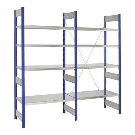 Bito Behälterregal mit 4 Regalkästen L2066xH2000xT524 mm, Grundfeld/Anbaufeld enzianblau