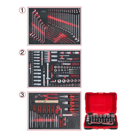 KS Tools Universal-Systemeinlagen-Satz für 3 Schubladen mit 341 Premium-Werkzeugen