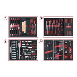KS Tools Universal-Systemeinlagen-Satz für 4 Schubladen mit 241 Premium-Werkzeugen