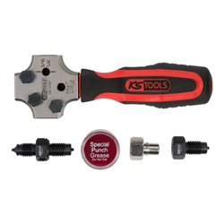 KS Tools FLAREFIXeco 4,75 mm / 3/16'SAE Universal-Bremsleitungs-Bördelgerät-Satz für DIN und SAE, 5-tlg.