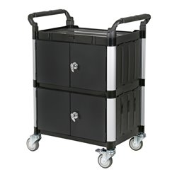 STIER Servierwagen mit 3 Etagen, Wänden und Flügeltüren LxBxH 750x460x980 mm